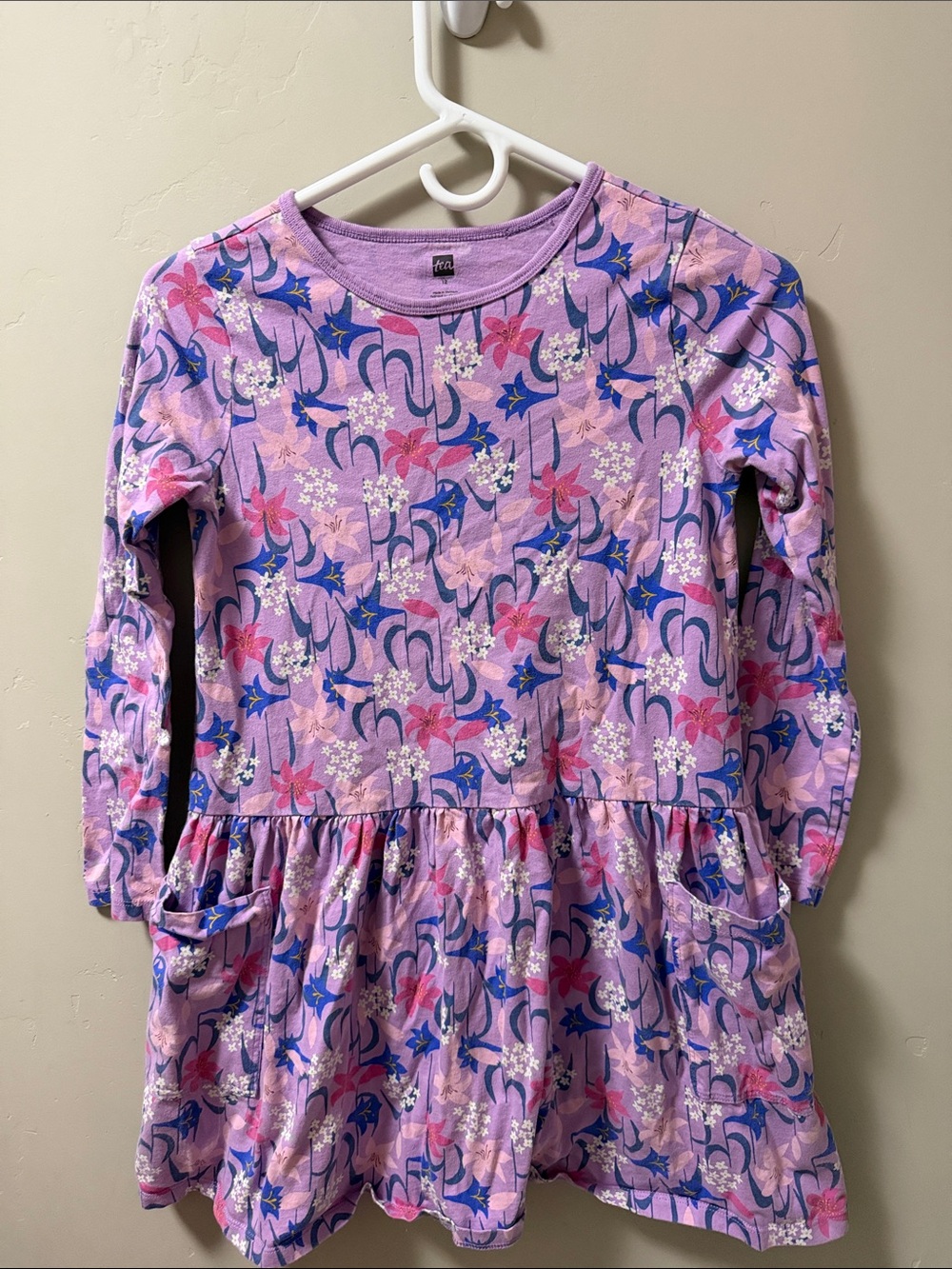 Tea Collection Purple Pink Blue Floral Casual Dress